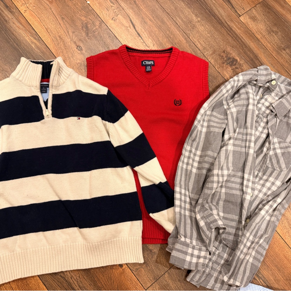 Tommy Hilfiger Red V-Neck Sweater